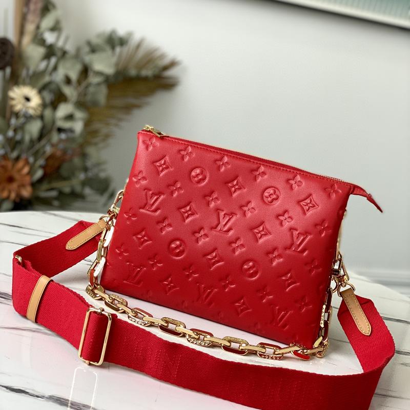 LV Handbags Clutches M57792COUSSIN Small Handbag Red